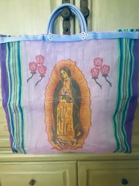 Purple Virgin Mary Mercato Shopping Bag tote